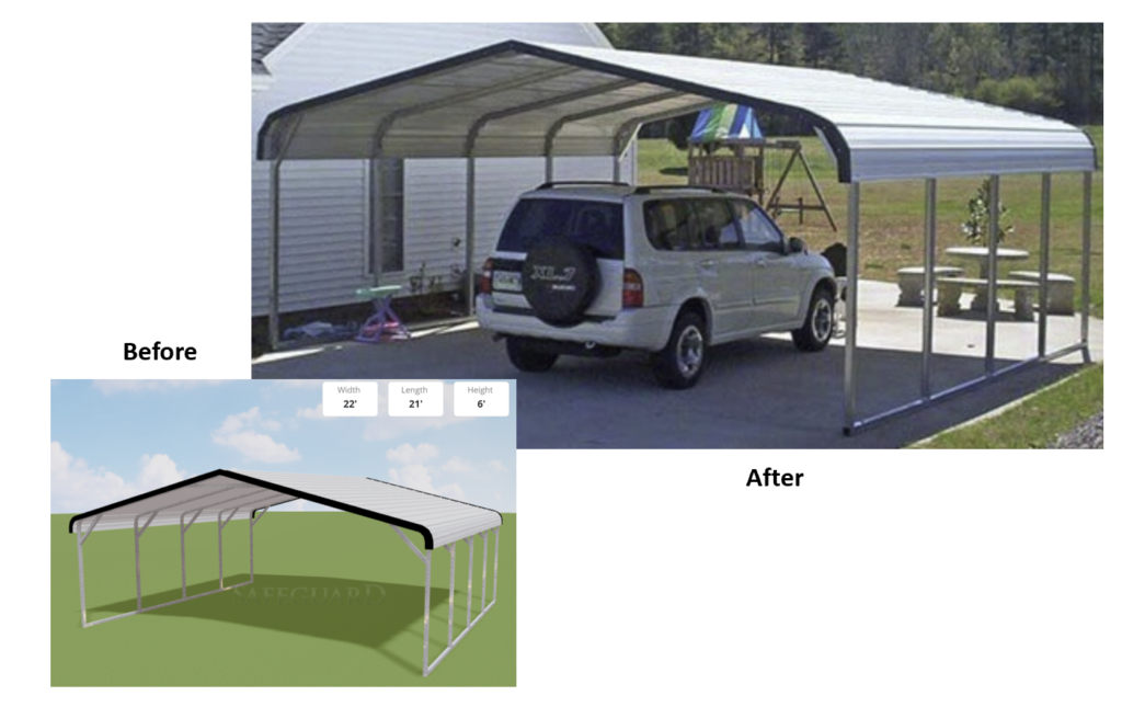 Standard metal carport in white for sale near me at RampUp Storage Troy