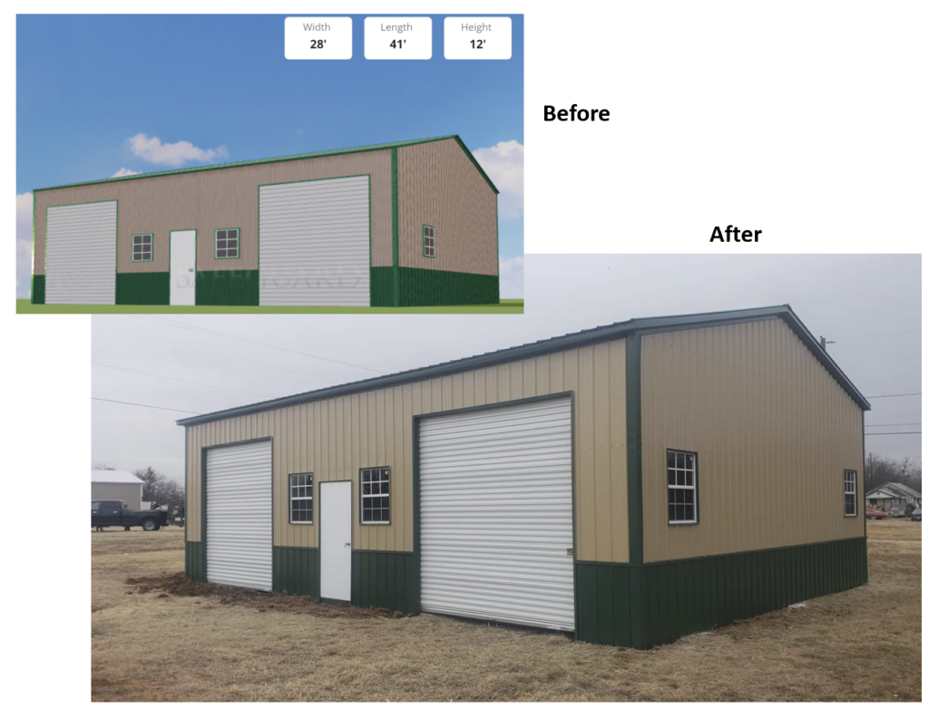 Metal side garage for commercial use in Texas at RampUp Storage
