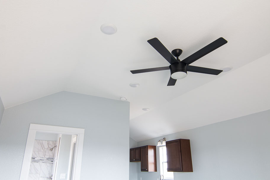 Interior ceiling of custom cabin for sale in Copperas Cove, TX at RampUp Storage