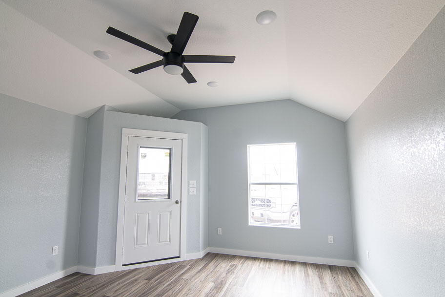 Interior of custom cabin for sale in Waco, TX at RampUp Storage