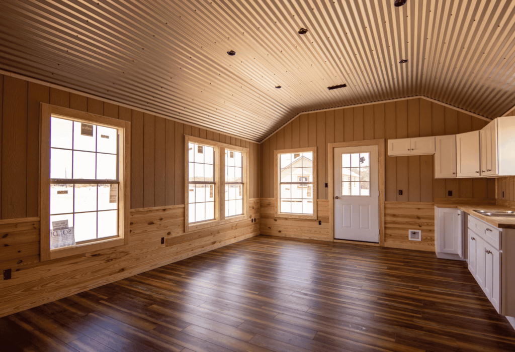 Open floor plan in custom finished cabin at RampUp Storage in Troy