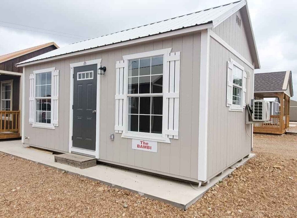 Exterior of luxury custom cabin in Woodway, TX in RampUp Storage