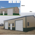 Two-tone metal garage shed for sale in Temple at RampUp Storage