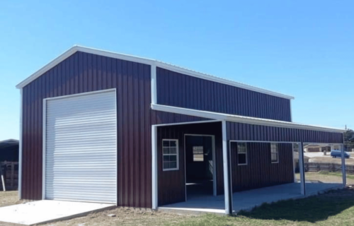 Metal barn steel building with installation at RampUp Storage in Troy, TX