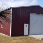Red metal building near me for sale at RampUp Storage in Troy, TX