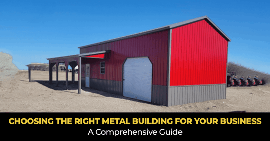 Red bardominium commercial metal building at RampUp Storage