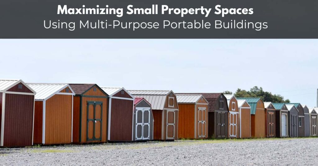 A row of storage sheds for sale in Texas at RampUp Storage