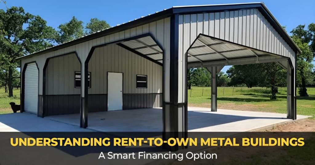 Metal utility building with carport for rent to own in Texas