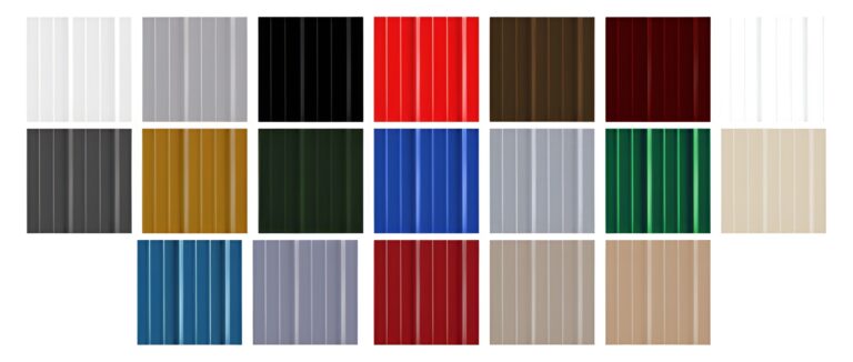 Color swatches of Derksen metal roof options