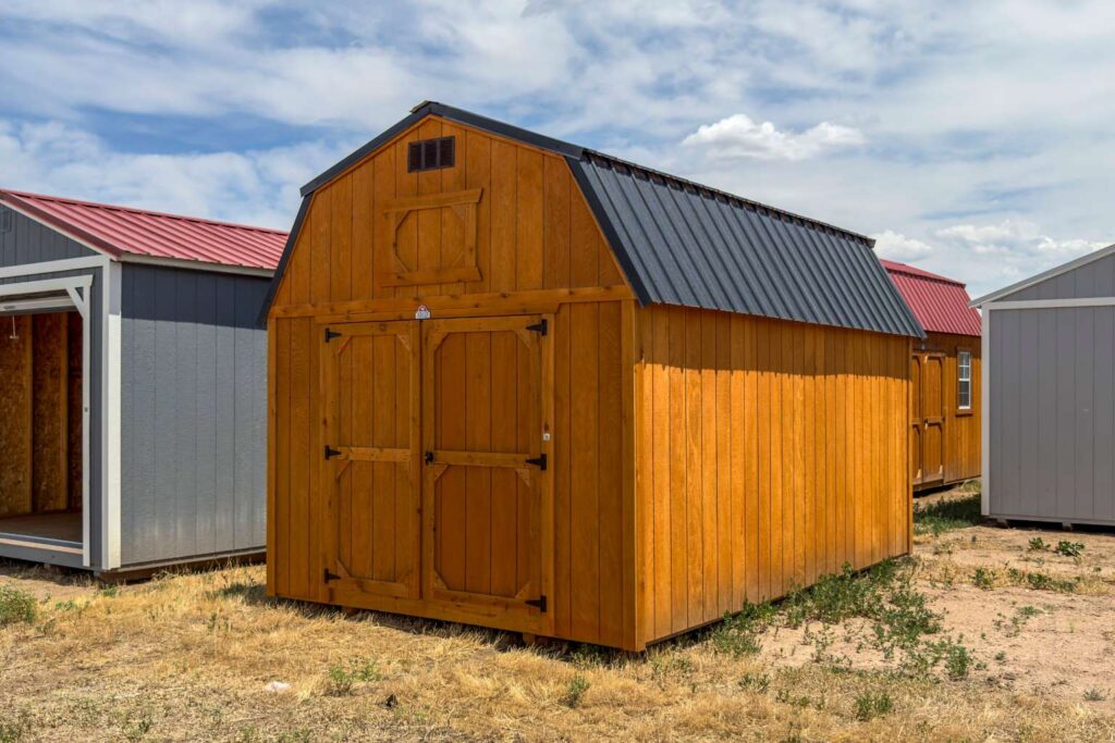 Treated wood lofted barn for sale at RampUp Storage