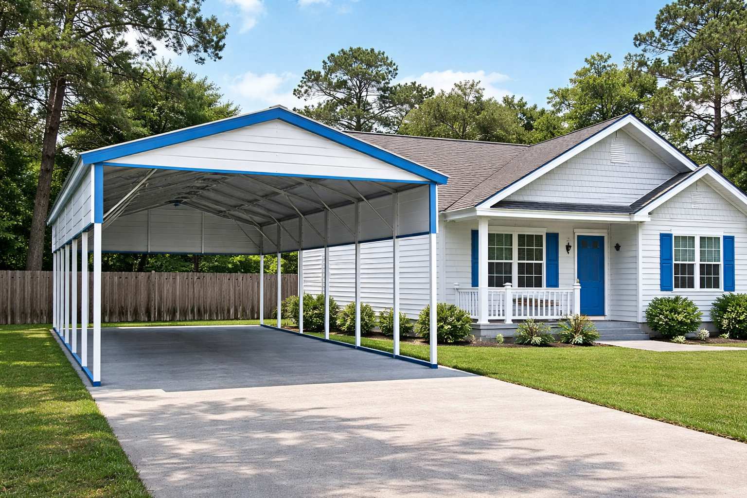Two car metal carport for driveway in Texas at RampUp Storage