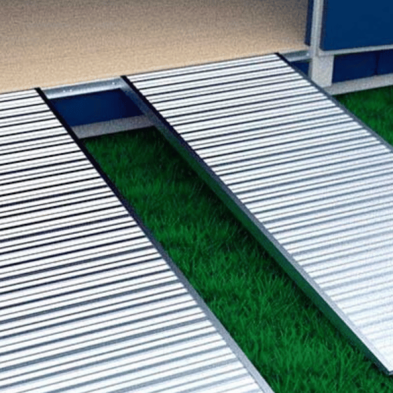 Aluminum shed ramps for storage shed in Texas at RampUp Storage